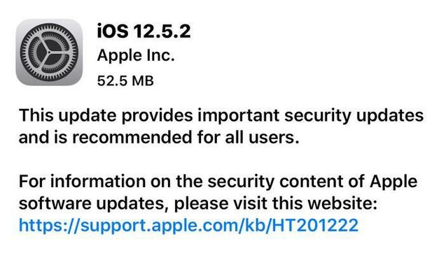 泾阳苹果手机维修分享iOS12.5.2发布，建议所有老苹果用户安装 